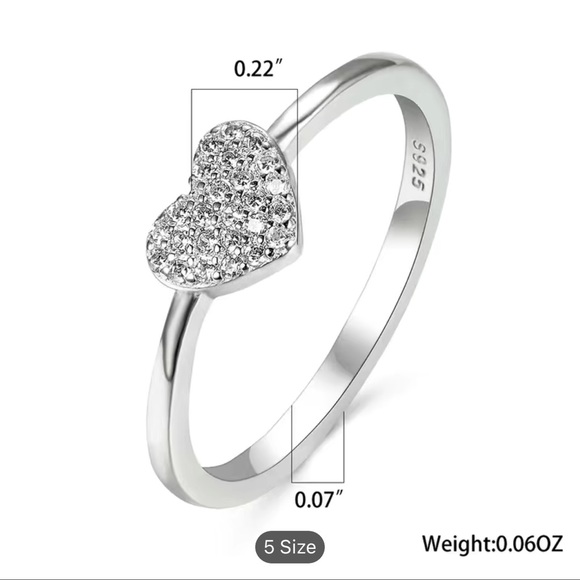 NWT💍 ZIRCON HEART 925 STAMPED SILVER PROMISE FRIENDSHIP ENGAGEMENT RING Size 6 - Picture 6 of 8
